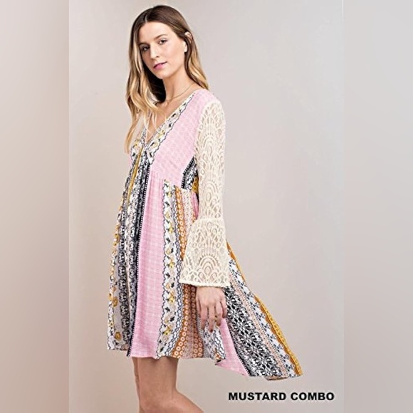 Kori America,Women's Dress Boho,Chic,Lace Flared -Lace,Sleeves,Excellent Leather - Picture 5 of 14